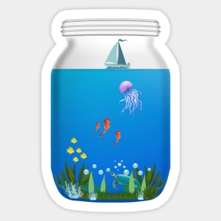 Sea life in a jar - Ocean Sticker